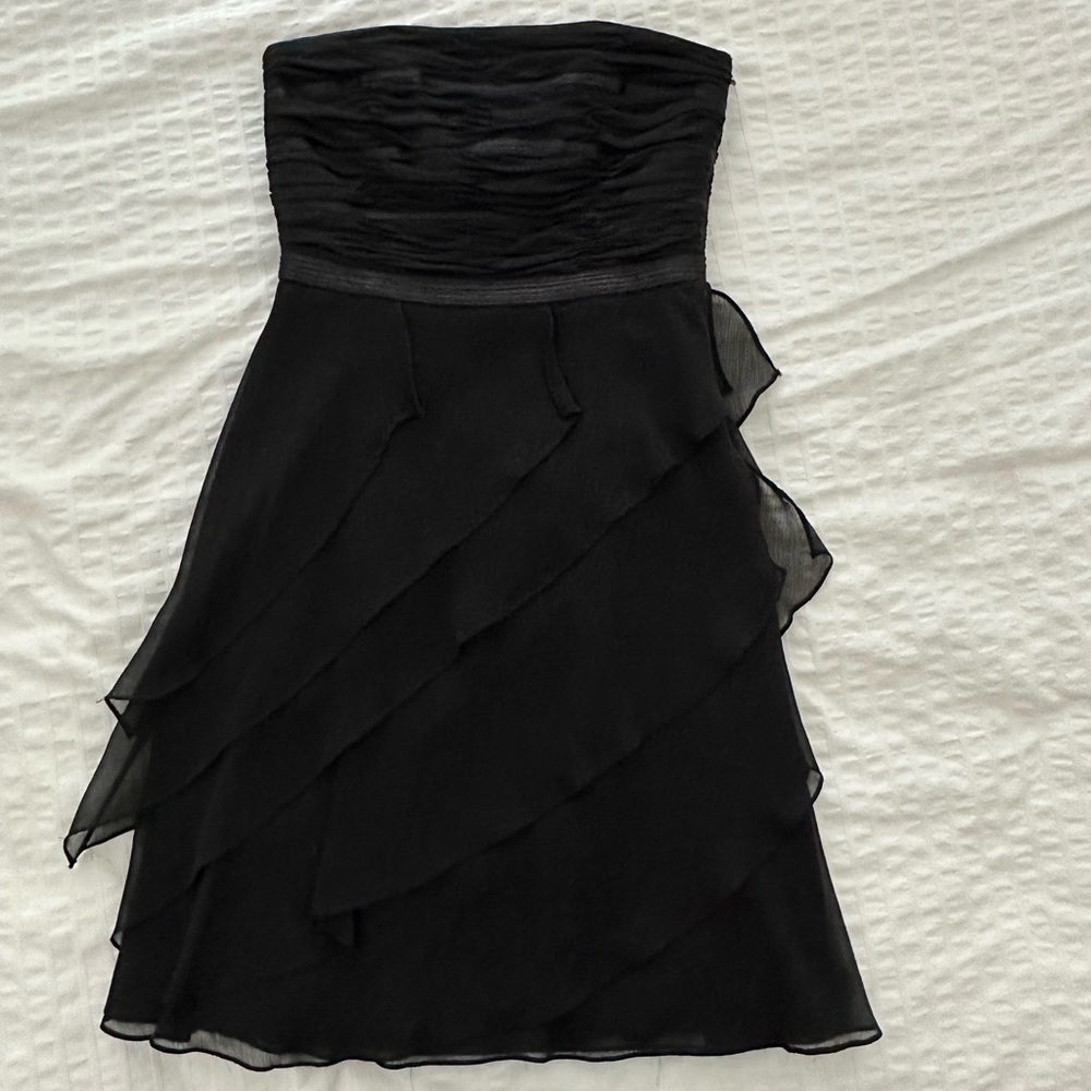WHBM Black Strapless Layered Dress, size 4